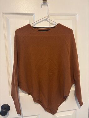 Rust Brown Lightweight Knit Poncho Sweater
